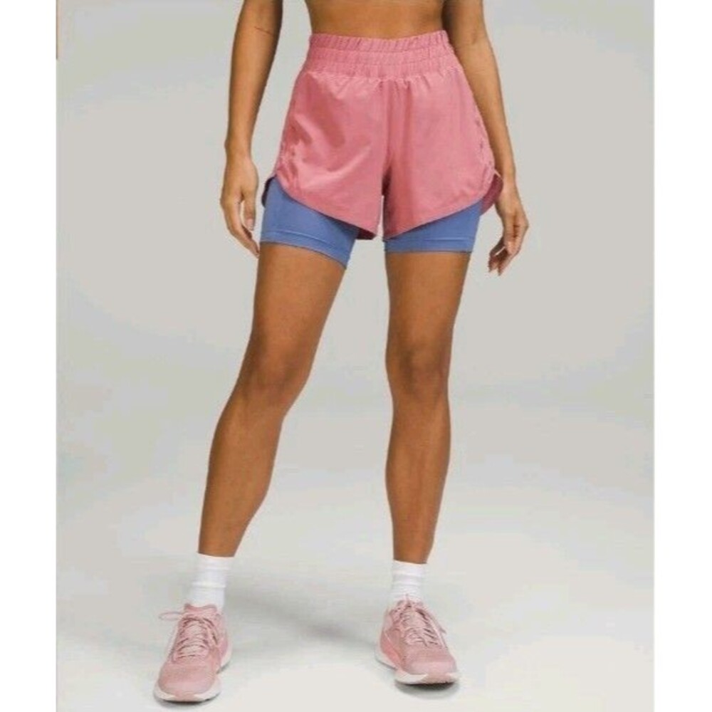Lululemon Track That High-Rise Lined Short 6" Size 10 in Brier Rose Water Drop